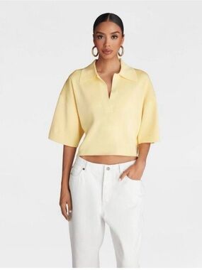 Kbb: KAHLANA : Women short sleeve boxy yellow crop top